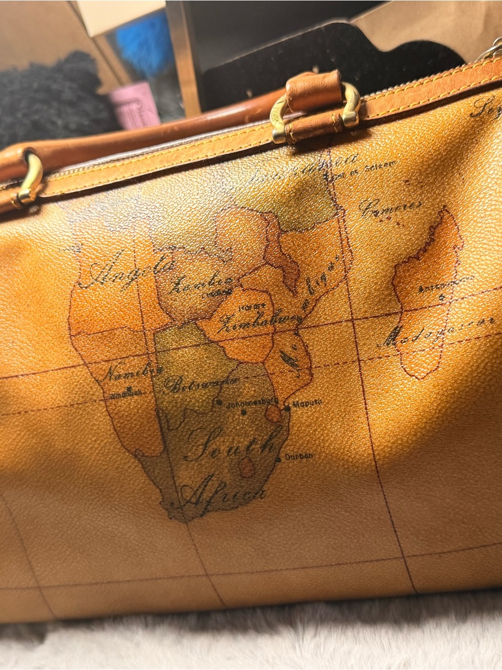 Alviero Martini Map-Print medium sized satchel Boston Bag